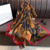 Large shawl commuter sunscreen light luxury silk scarf soft yarn scarf women's large size fashion flower temperament simulation silk