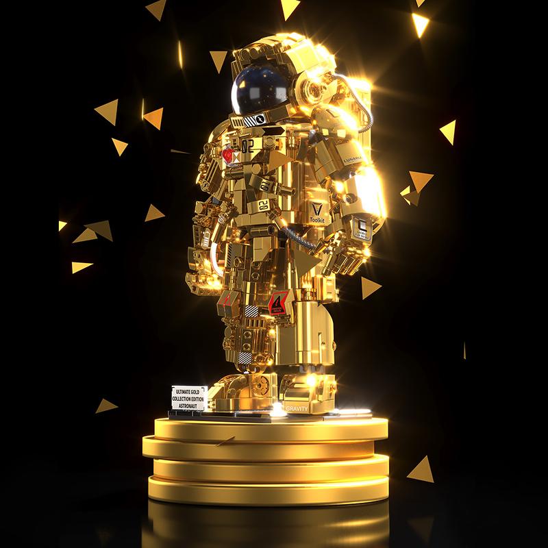 Technical City Space Astronaut Figures Model Building Blocks Exploring Gold Collection Edition Spaceman  Bricks Toys Kid Gift