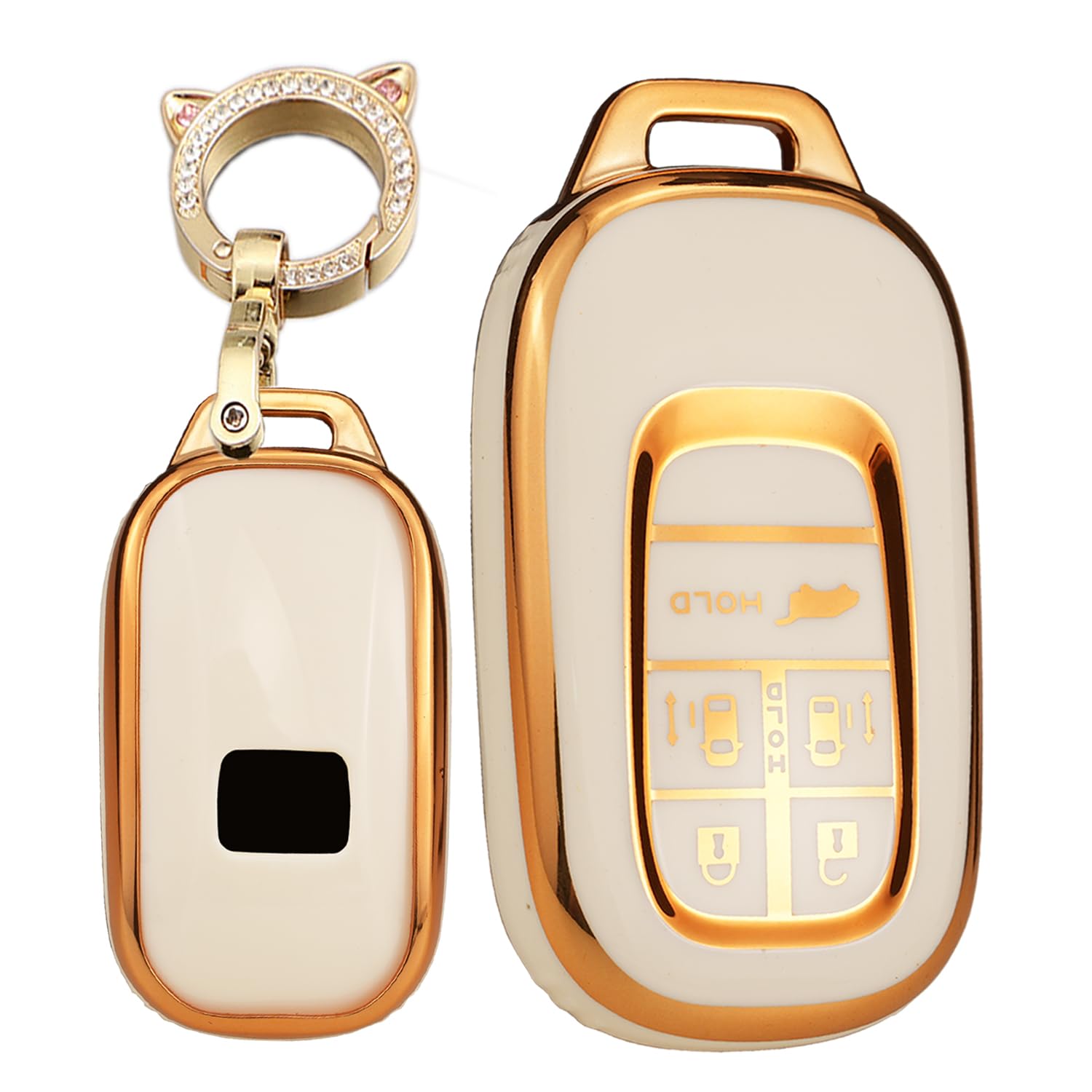 

[TECART] Honda Key Case, 5 Buttons, Key Cover, Silicone, Full Protection, Waterproof, Dustproof, Keychain, белый