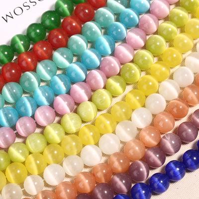 100-50 szt. 4-8mm do wyrobu biżuterii Kamień naturalny Kamień Kocie Oko Luźne Koraliki DIY Wisiorek Naszyjnik Bransoletka