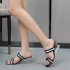 Women's Shoes Summer New Sexy Striped Cross High Heel Crystal Wedge Slippers Simple 1098 Series 8cm Heel LFD