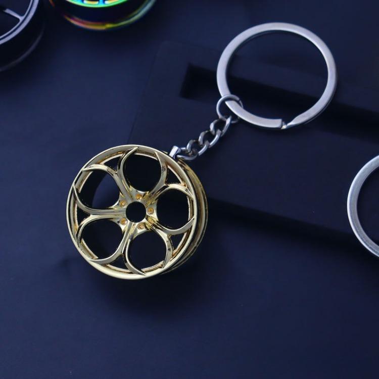Metal Keychain Modified Car Wheel Hub Circular Shape Wheel Key Chain Auto Decoration Key Ring Pendant Car Styling Accessories