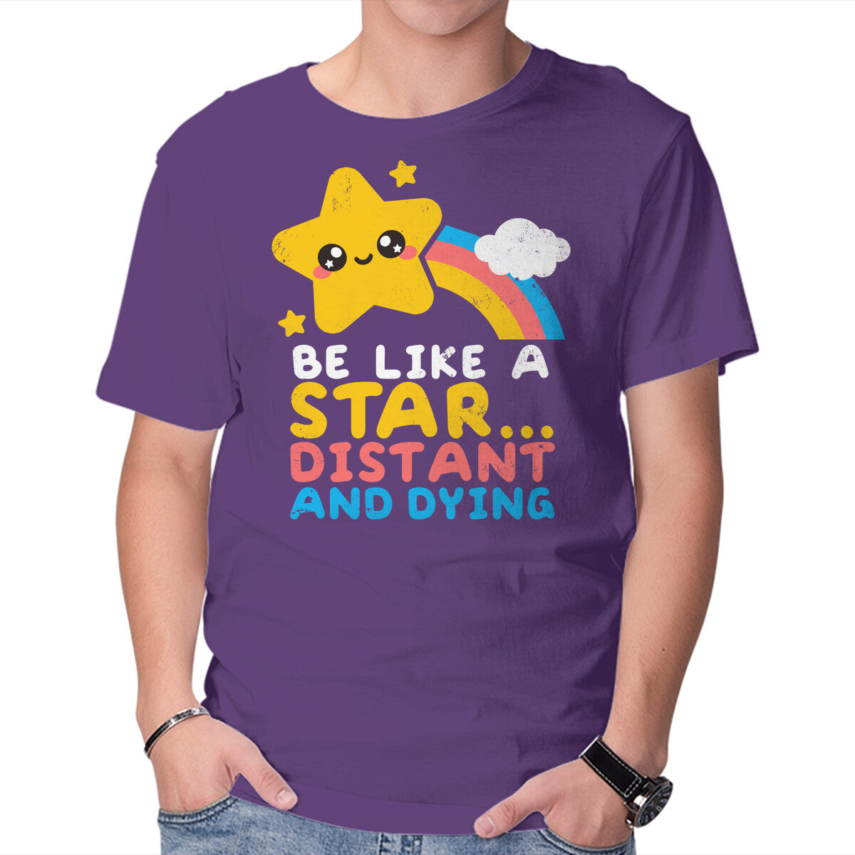 Unisex Crew Neck T-Shirt Like A Star Graphic Short Sleeve Casual Tee M