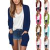 Fashion Women's Solid Colour Tops Long Sleeves With Pockets Cardigan Jacket