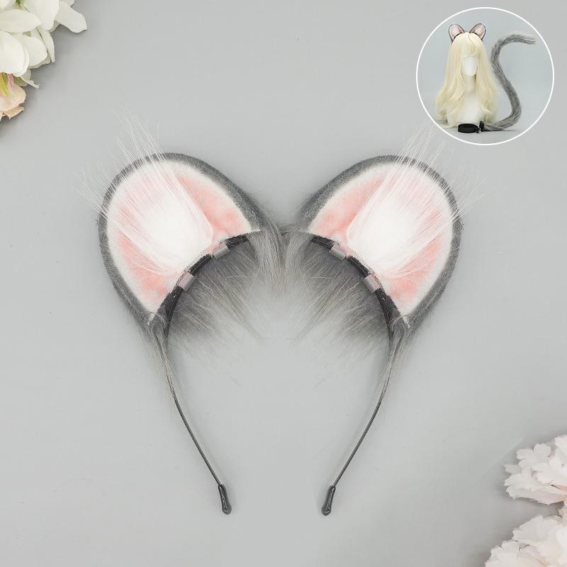 Handmade Simulated Hamster Ear Headband Cos Beast Ear Tail Set Lolita Kc Plush Cute Hamster Headdress