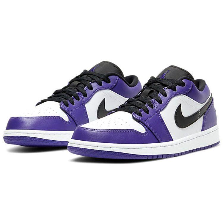Air Jordan 1 Low Court Purple Men Sneakers White Black 553558-500