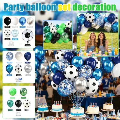 Party Balloon Decoration Set 32/50pcs Includes Latex Balloons Foil Balloons Confetti Balloons and Soccer Ball Balloons for Event Celebration