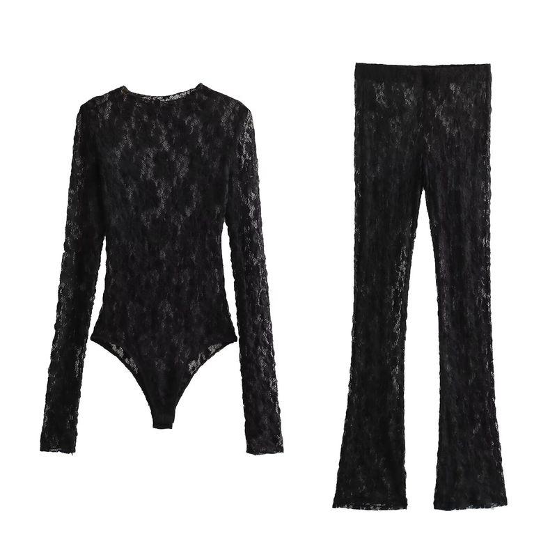 Araltay New Arrival Fashion Style Women's Clothing Silm Lace Jumpsuit Slit Design Leggings 021916