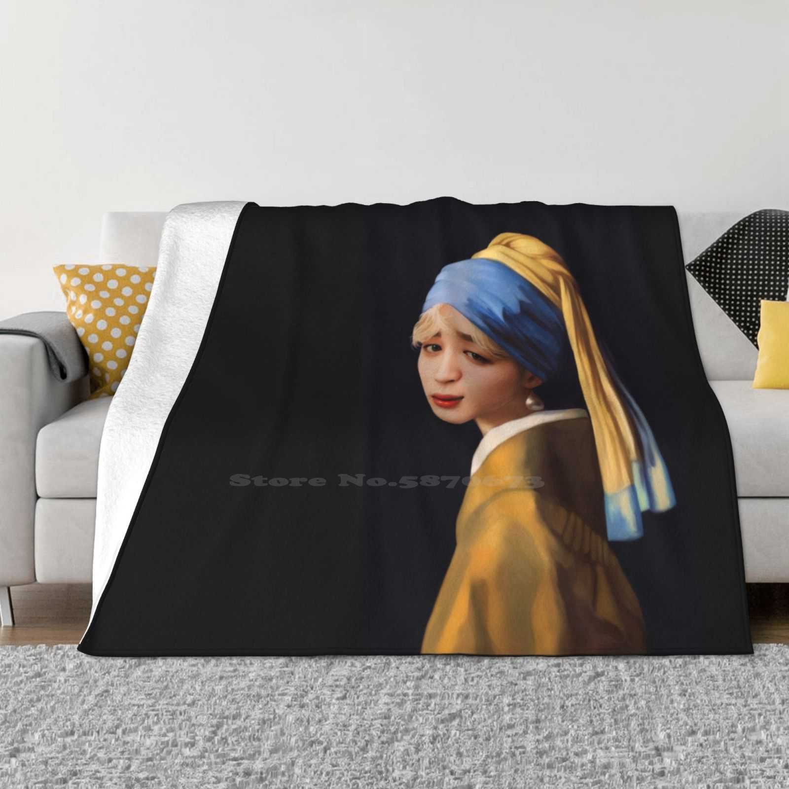 

Jimin With A Pearl Earring Blanket Soft Warm Travel Portable Blanket Park Jimin Noxiim 30x40in