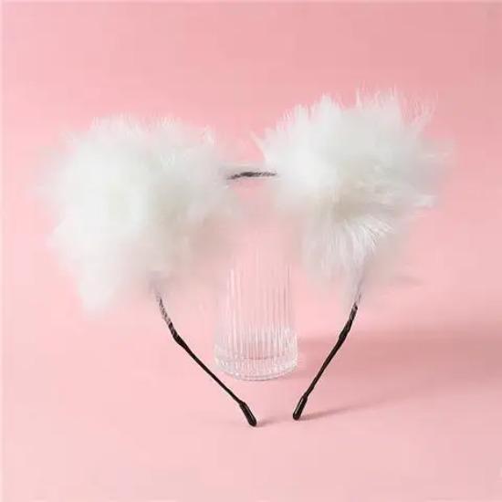 Fashion Fox Cat Ear Hair Band Popular Plush Cat Ear Headband Black White Soft Hairband with Bells Party Cosplay Hair Accessories