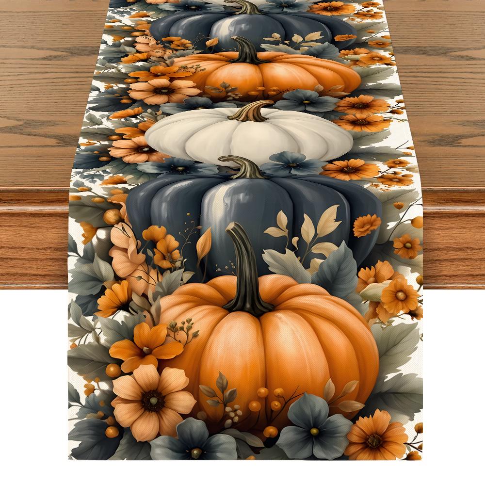 Mantel Decorativo de Calabaza y Hoja de Arce para Acción de Gracias de Otoño para el Hogar y el Comedor