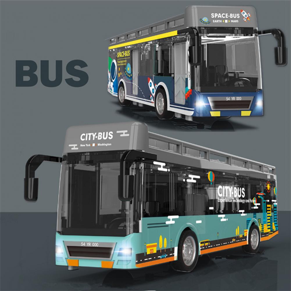 1/50 Patrový turistický autobus pro batolata, Hrací vozidla z lité slitiny se zvuky a světly, Hračky městských aut s natahovacím pohonem a otevíratelnými dveřmi