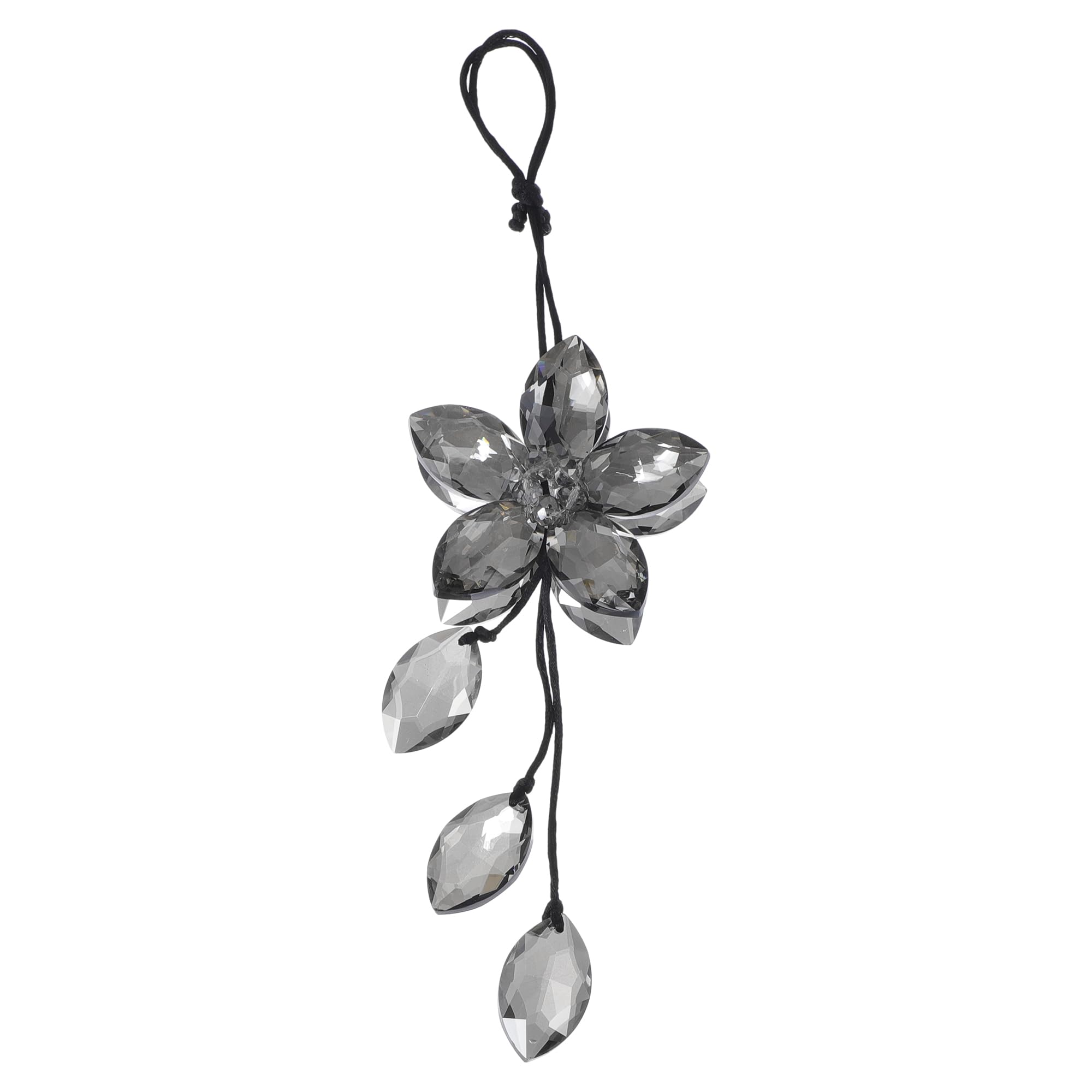 

Partuto 1pc Artificial Crystal Tassel Flower Car Rear View Mirror Pendant Accessories Car Hanging Ornament Transparent Gray