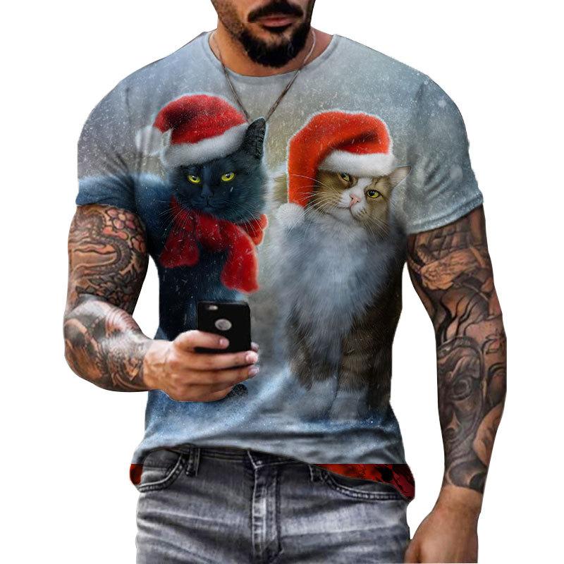 

Summer Round Neck 3D Christmas Print Top Fashionable Casual Short Sleeved Men s T-shirts 6XL