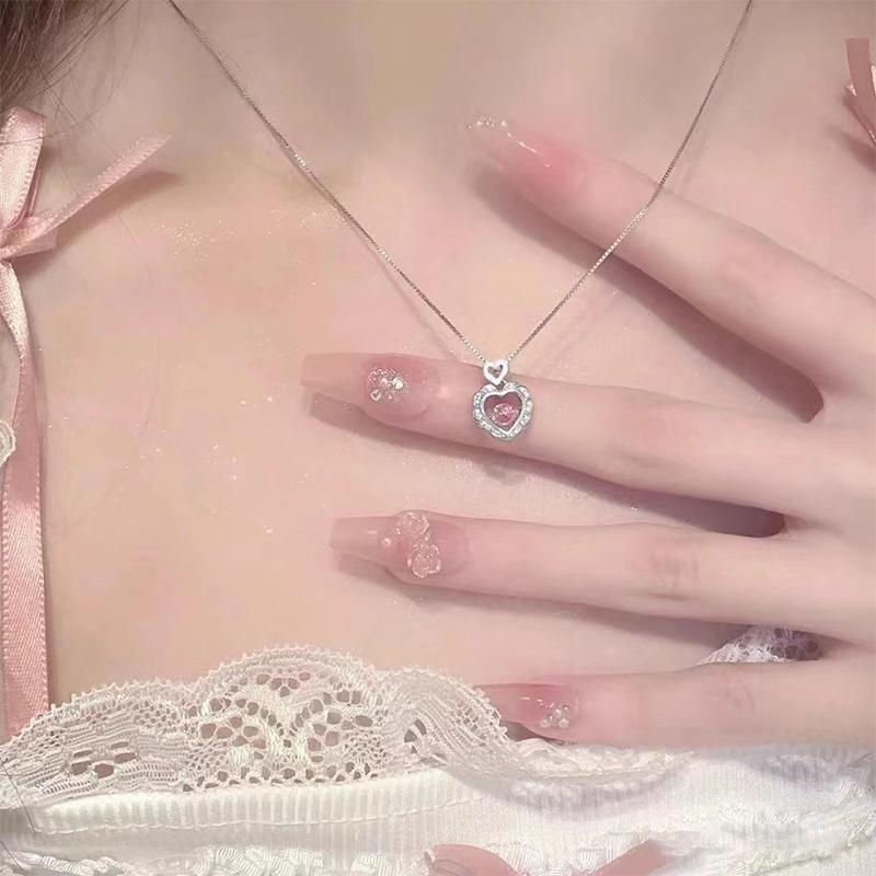 

Винтажные готические ожерелья с розовым кулоном в форме сердца для женщин