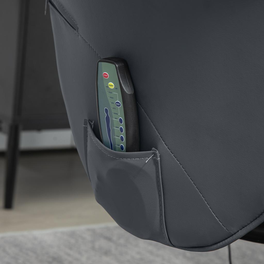 Massage Chair with Footstool, Ergonomic Chair with 10 Vibration Points, Faux Leather, 76 X 81 X 105 Cm, Dark Grey