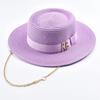 Sommerstrohhüte für Damen mit Bandverzierung Elegante Damen-Partyhut Reise Strand Sonnenschutz Chapeau Femme