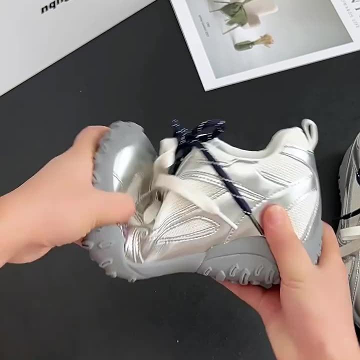 6 cm Höhenzunahme, kleine Forrest Gump Schuhe für Damen, Frühling und Sommer Plateau Sport und Freizeit Mesh atmungsaktiv Leder Deutsche Trainingsschuhe f