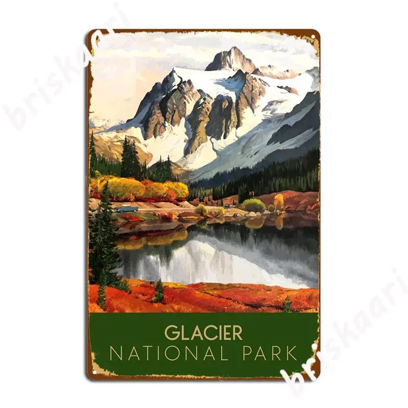 Glacier National Park Metal Plaque Poster Club Bar Design Mural Painting Club Party Tin sign Posters 20X30CM
