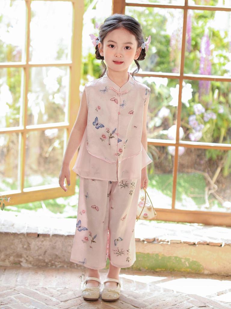 Sommer Qipao Set für Mädchen: Stilvoller Hanfu Tang-Anzug für Kinder