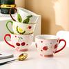 Large Fruit Strawberry Mug Cute Ceramic Coffee Tea Cup Couple Mug with Handle Birthday Gift Women Friend Lovers