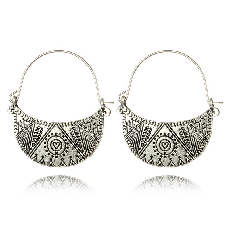 Módní a jednoduché etnické náušnice ze slitiny s měsíčním vzorem