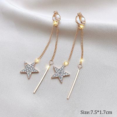 Tassel Ear Clip Non-Pierced Female Korean Temperament Earrings Super Fairy Drop Earrings Jewelry