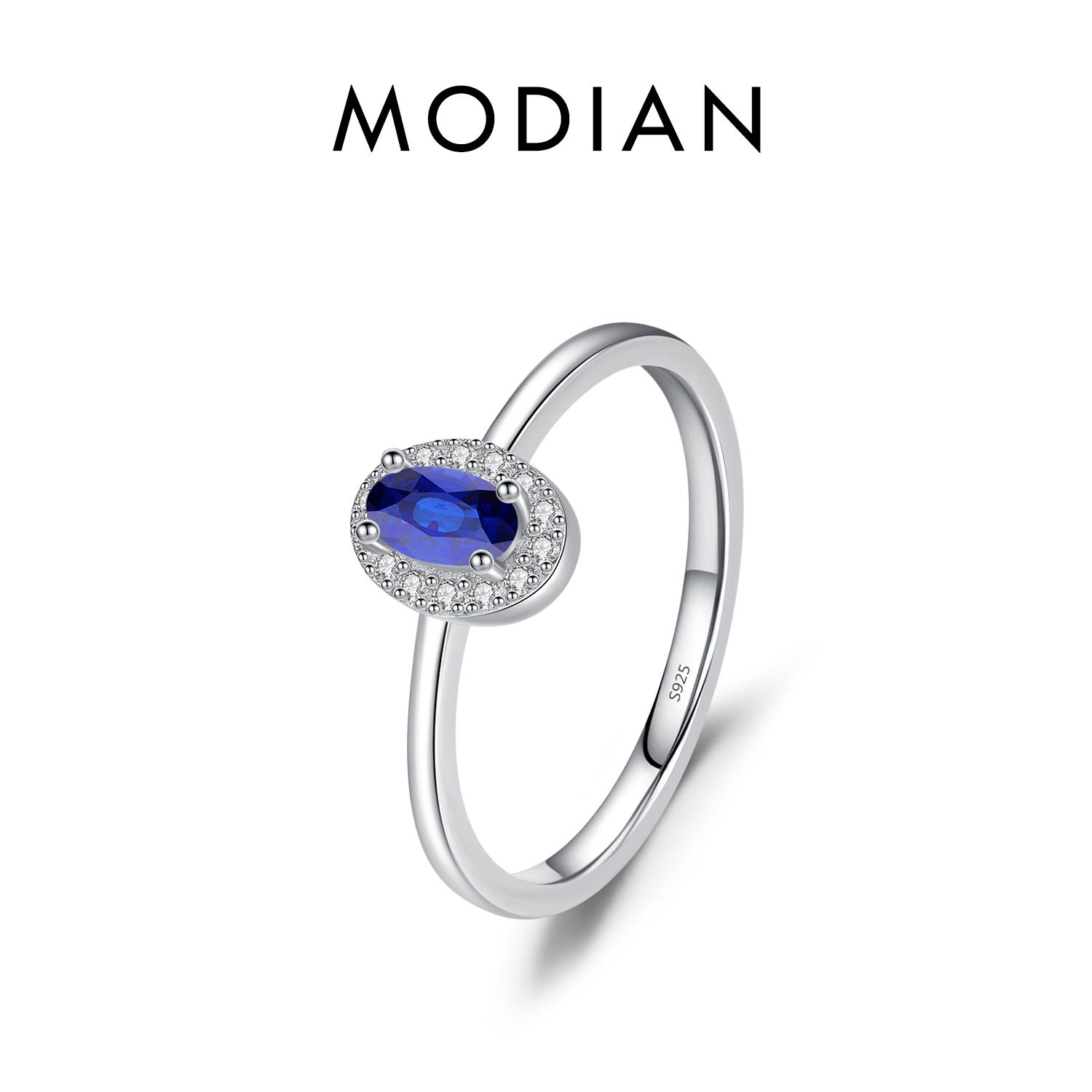 

Модиан настоящее серебро 925 пробы классическое элегантное овальное радужное красочное кольцо с цирконием для женщин свадебное обручальное ювелирное изделие 5 синий