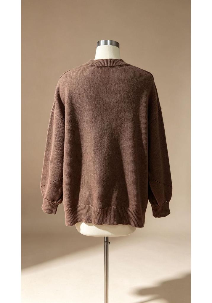 2026 Euro-American Autumn/Winter Women's Loose Solid Color Round Neck Pullover Sweater