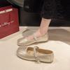 Silver Retro Flat Bottom, Light Mouth Inner Height-increasing Single Shoes, Women's Summer New Models with Skirts, Versatile Mary Jane Shoes
