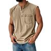 Men's Summer Solid Color Pocket Sports Buttons Vest Men's Sports Casual Vest