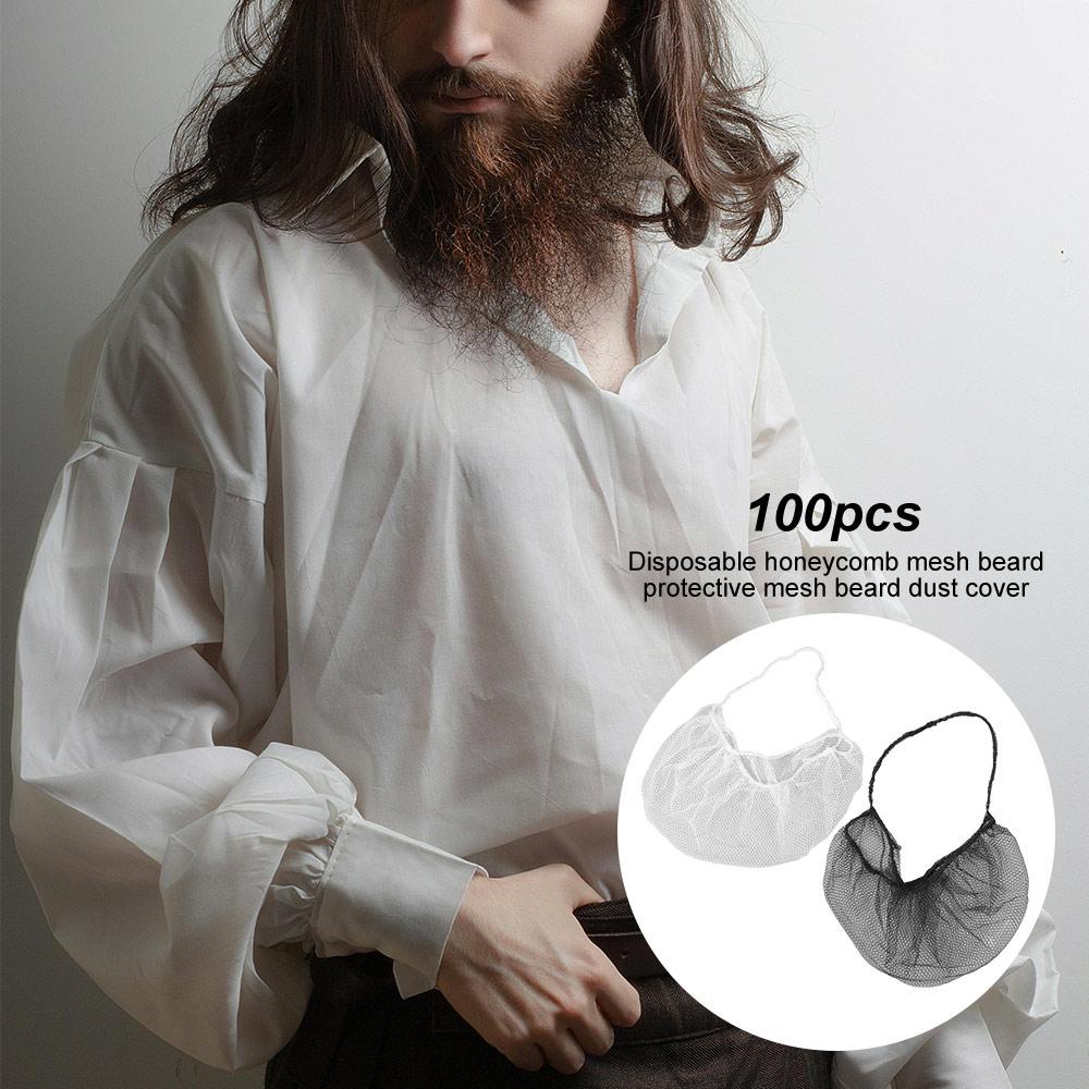 100Pcs Elastic Nylon Beard Protection Net Breathable Beard Cover Facial Beard Bib Bonnet  for Men