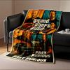 Action-packed scenes featuring cars, weapons, and bold character designs. for all seasons blanket lunch break throw gift