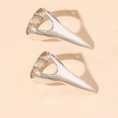 2 Pairs Fingertip Decoration Ring Halloween Punk Rock Style Adjustable Full Finger Metal Gothic Claws Rings Set for Cosplay Holiday Party