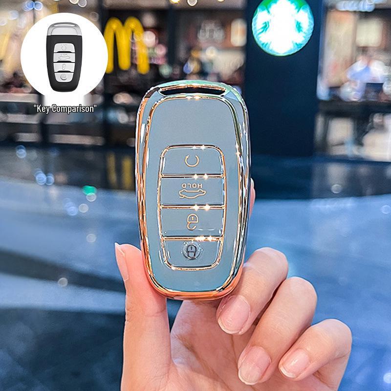 Premium Key Cover for Hongqi H5, HS5, H6, HS3, H9, HS6, EQM5, HS7 - Elegant Car Shell Buckle