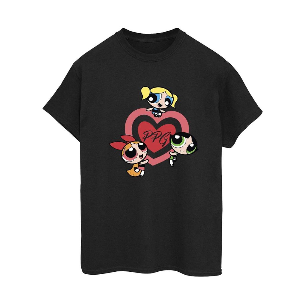 The Powerpuff Girls Dam/Damer Dubbelt Hjärta Bomull Pojkvän T-shirt