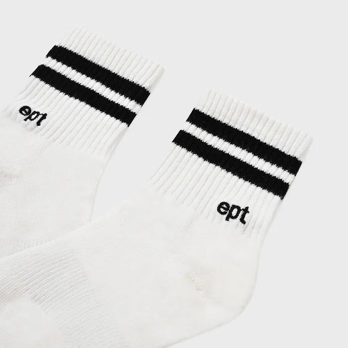 SHORT STRIPE LOGO SOCKS (BLACK/WHITE)