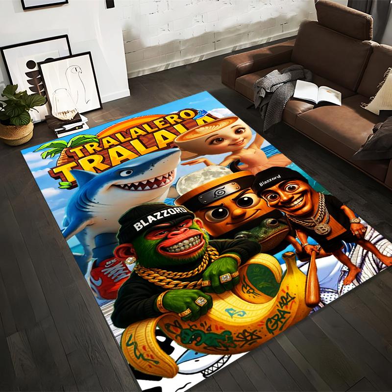 

Colorful Cartoon Shark Monkey Ninja Characters Rug for Home Decor Suitable for use as an anti-slip for living room bedroom sofas 40x60cm( 15x23in )