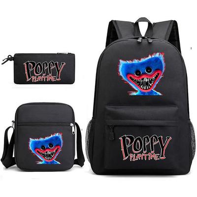 (Nur Rucksack, Typ 6) 3-teiliges Set Anime Spiel 3D Poppy Playtime Monster Rucksäcke Umhängetasche Federmäppchen Leinwand Schultasche Für Schüler Kinder