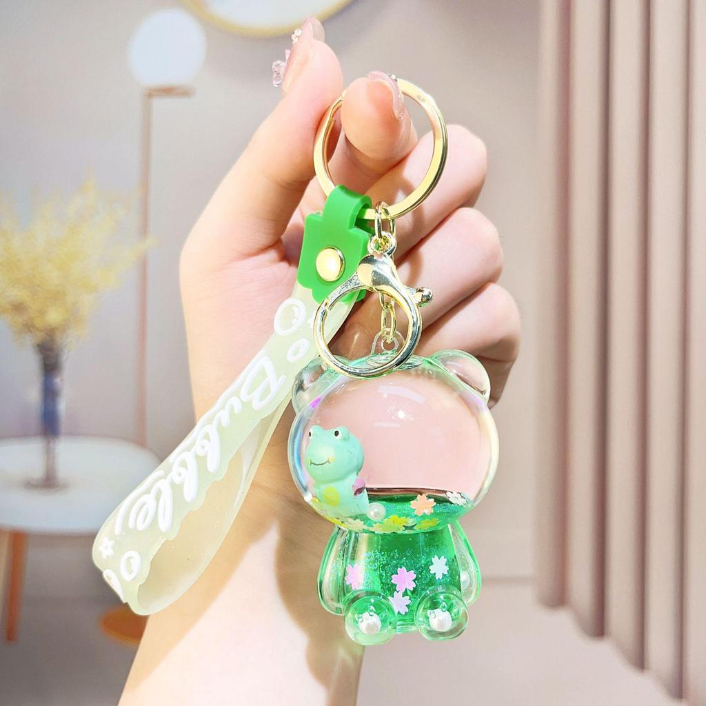 Creative Candy Bear Oil-Filled Keychain with Flowing Sand Pendant