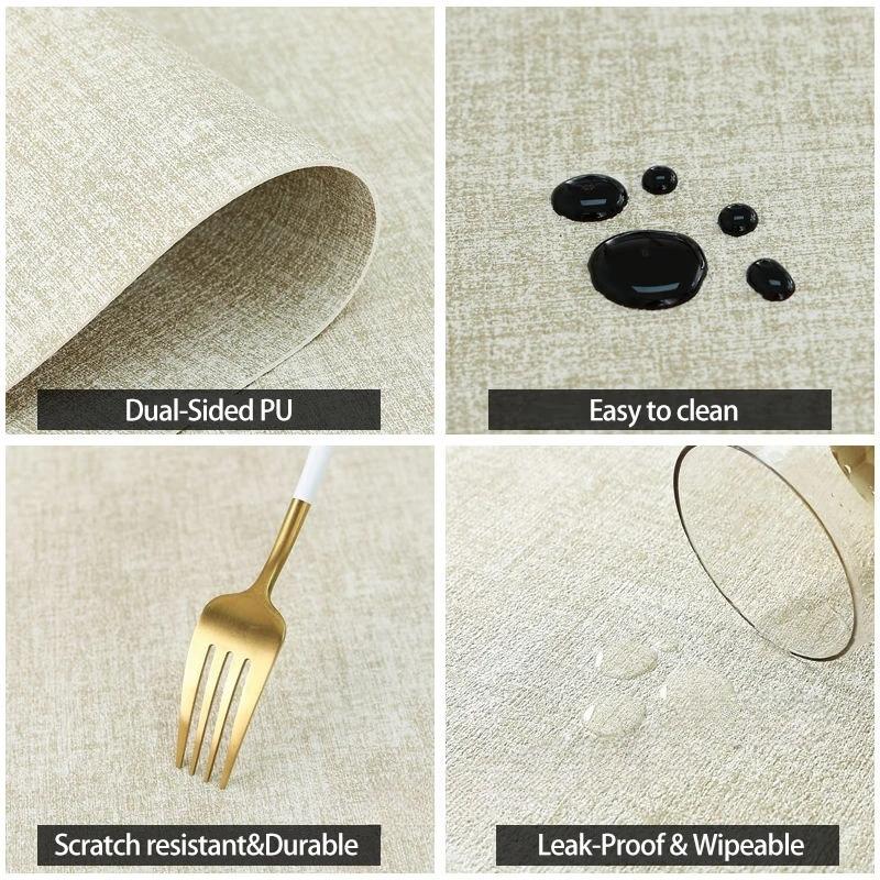 New Linen Texture Leather Table Mat Morandi Color Waterproof Tablecloth Table Mat Coffee Pad Non Slip Heat Resistant Table Cover