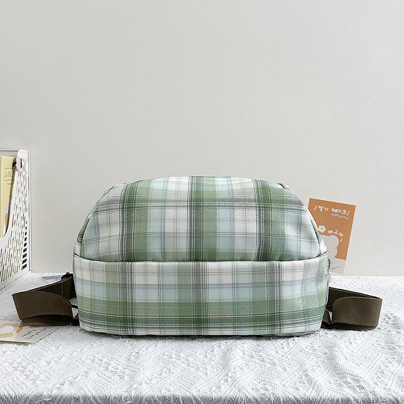 Plaid Travel Backpack Student Schoolbag Class Commuter Backpack