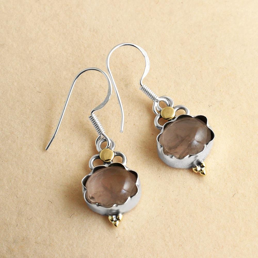 Cercei pentru femei cu piatră prețioasă de cuarț trandafir Bijuterii realizate manual din argint 925 pur