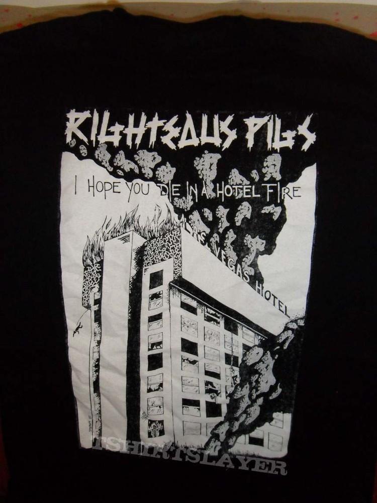 Редкий! Праведные Свиньи - Надеюсь, вы сгорите в гостиничном пожаре! Футболка FL0981 Унисекс S