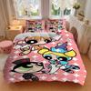3pcs Powerpuff Girls Printed Quilt Set - Includes 1 Quilt Cover and 2 Pillowcases, Machine Washable - Suitable for All Seasons.F068