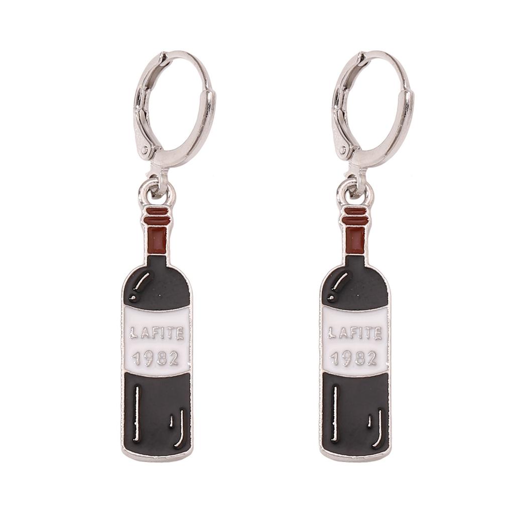 Yiwu jewelry women's cross-border e-commerce Amazon explosion cute temperament red wine bottle dripping oil versatile earrings earrings