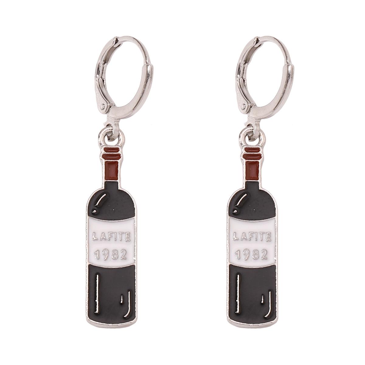 Yiwu jewelry women s cross-border e-commerce Amazon explosion cute temperament red wine bottle dripping oil versatile earrings earrings