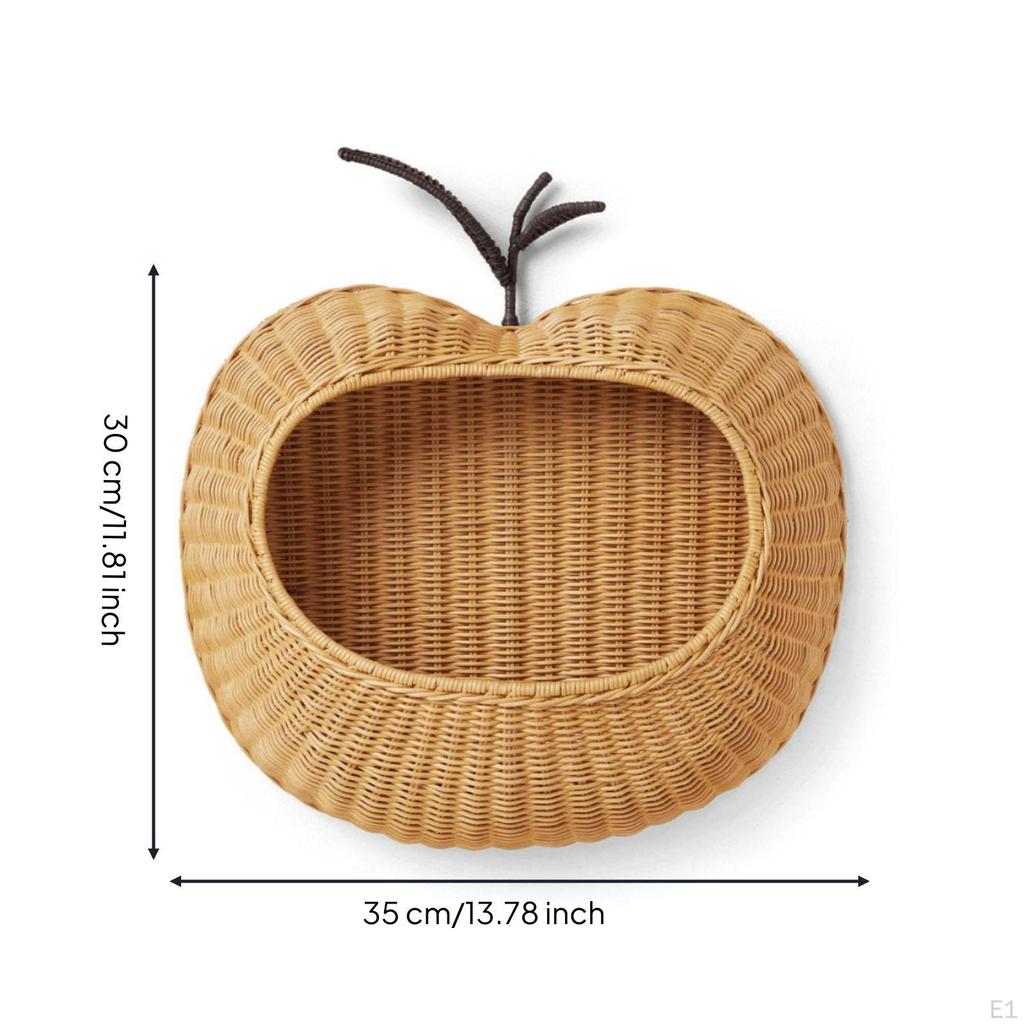 Wicker Storage Basket with Stem Handwoven Hanging Open Front Decorative for Kids,