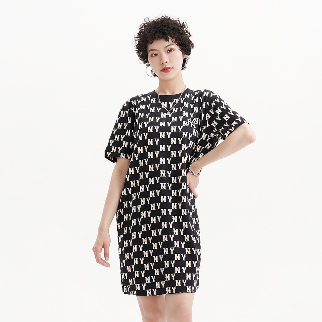 New MLB Short Sleeved Dress Women's Black 3FOPM0133-50BKS