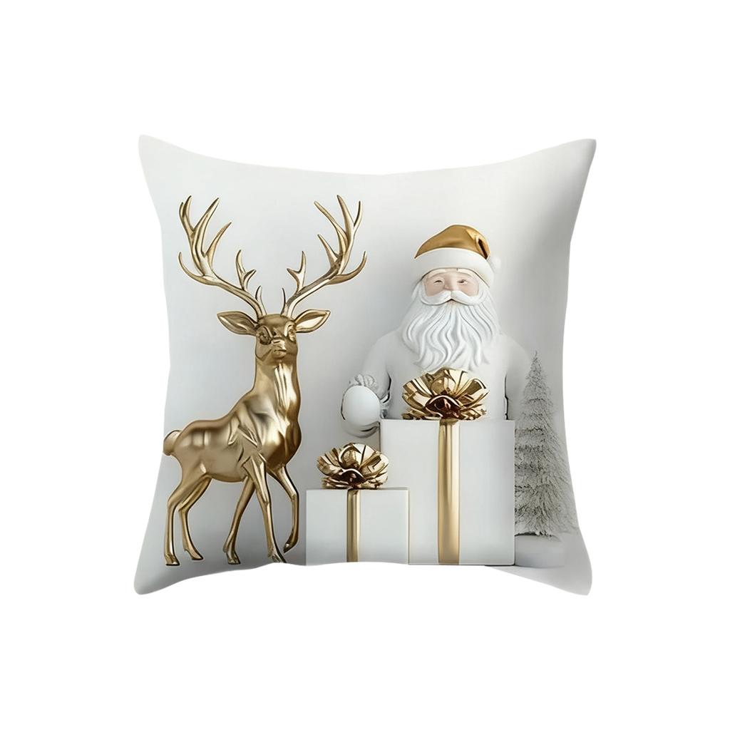 Christmas Gold Print Decorative Pillow 17.71 X 17.71 Inches Christmas Pillow Cover